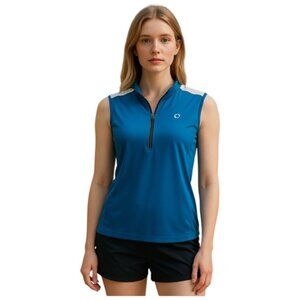 Pearl Izumi XL Blue Sleeveless 1/2 Zip Bottle Pockets Athletic Cycling Bike Top